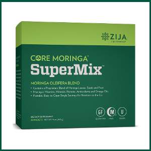 zija core moringa supermix moringa oleifera blend contains a proprietary blend of moringa leaves, seeds, and fruit, moringa's vitamins, minerals, proteins, antioxidants and omega oils, and is portable and easy-to-open for natural nutrition on the go