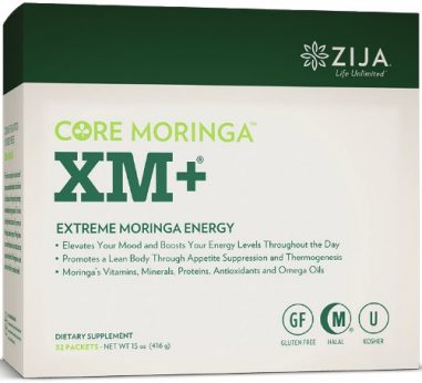 zija core moringa xm+ extreme moringa energy contains moringa oleifera and other natural herbs to elevate your mood and boost your energy levels throughout the day, promotes a lean body through appetite suppression and thermogenesis, and contains moringa vitamins, minerals, proteins, antioxidants and omega oils